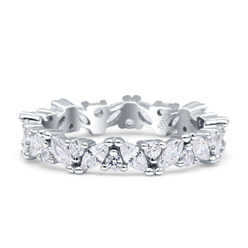 Stackable Ring Full Eternity Cubic Zirconia 925 Sterling Silver Wholesale